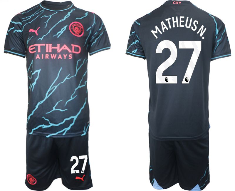 Men 2023-2024 Club Manchester City away blue 27 Soccer Jersey